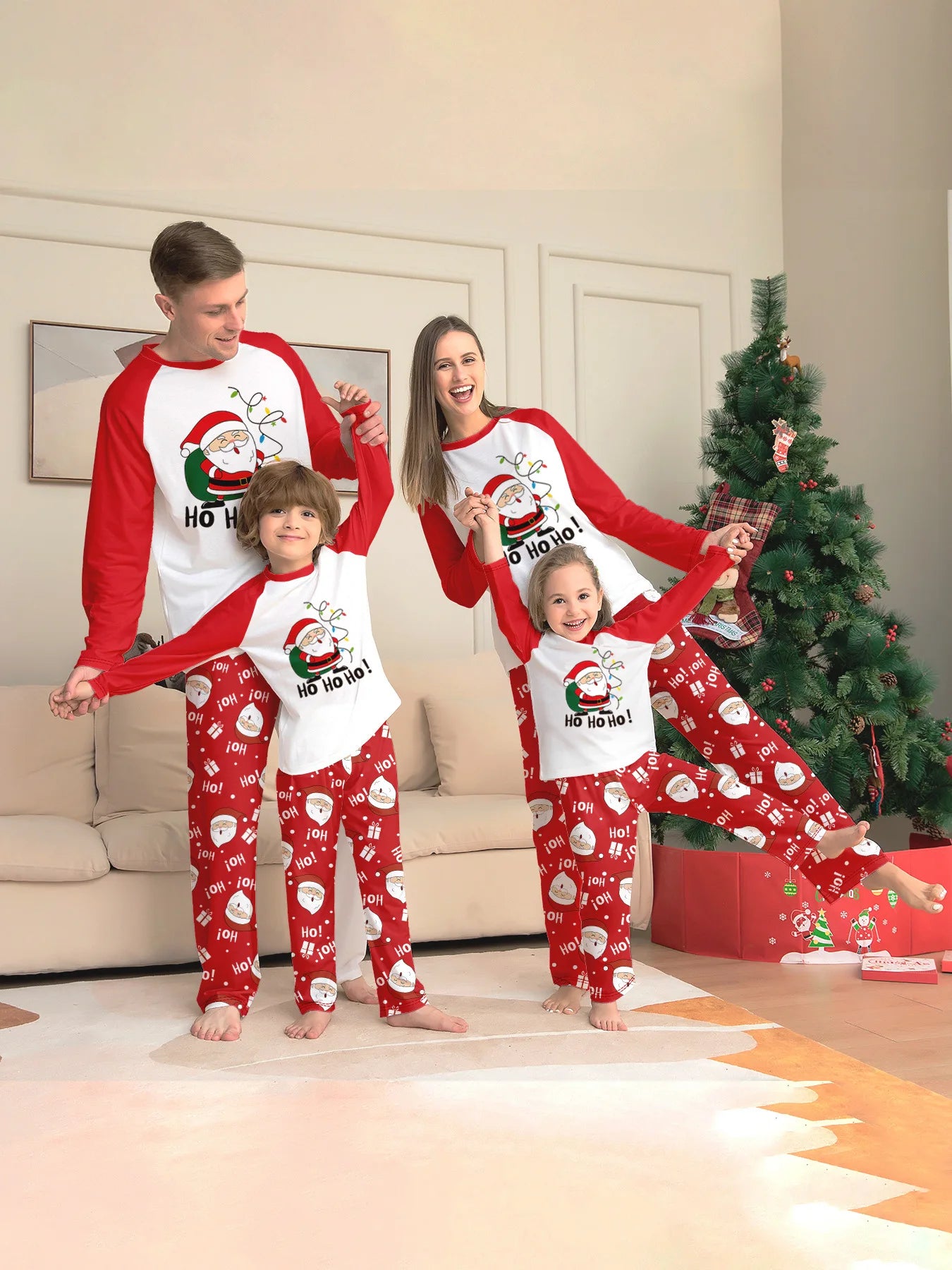 Matching Christmas Family Pajama Set – Santa Print