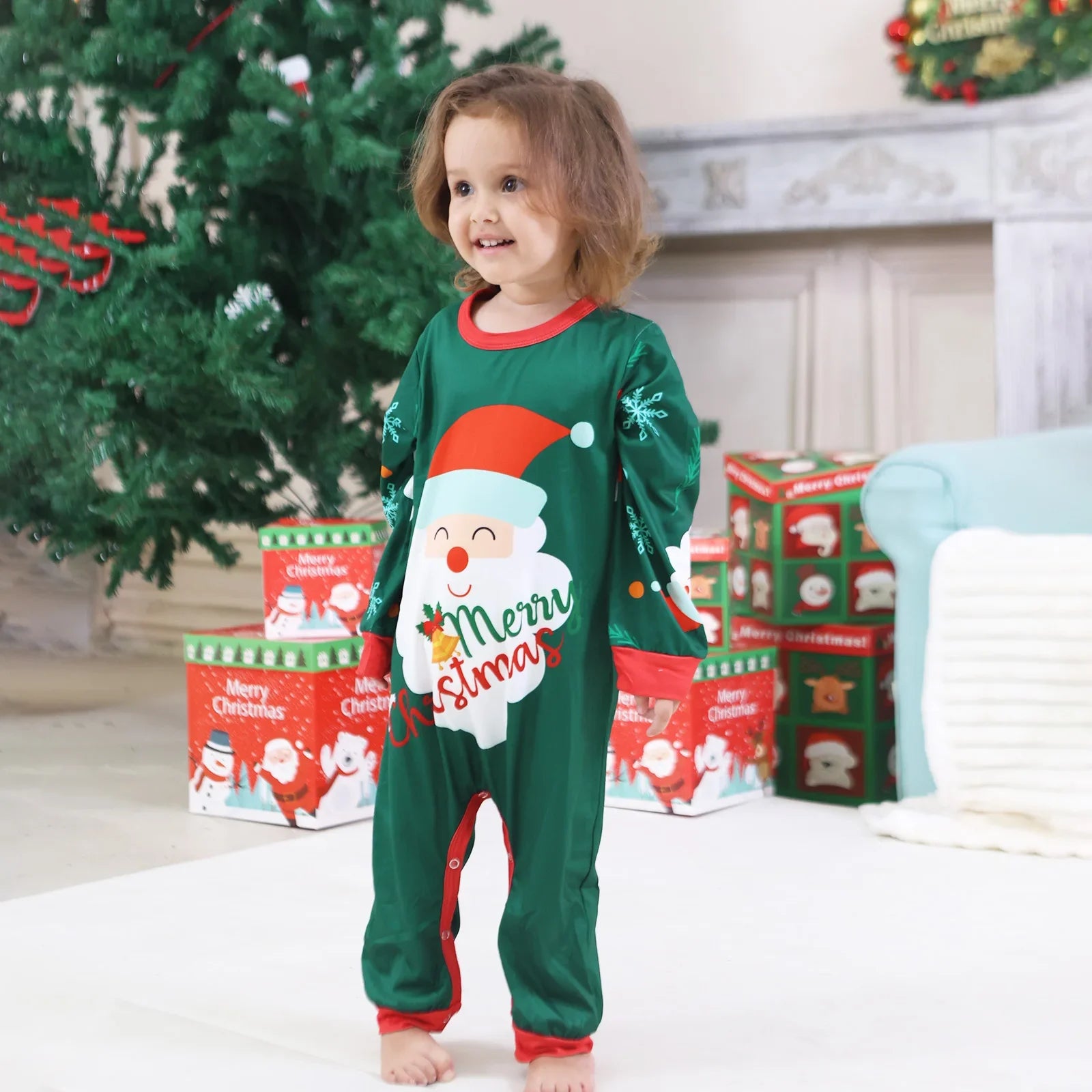 Santa Claus Green Christmas Pyjamas