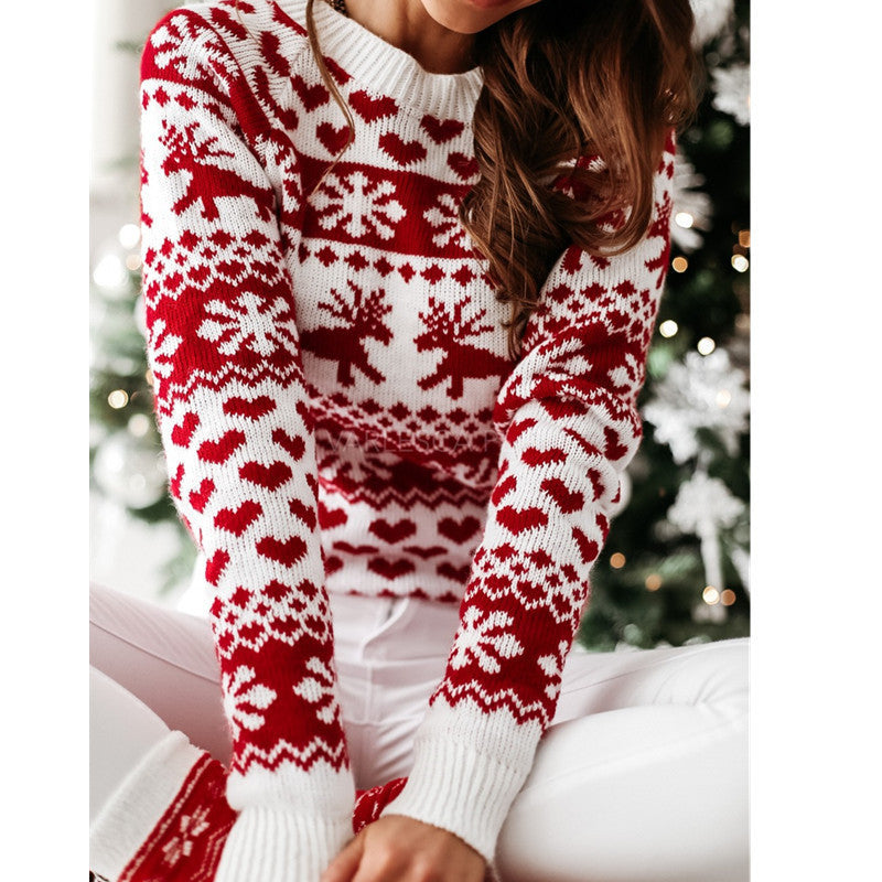 Women's Reindeer & Snowflake Christmas Jumper in White