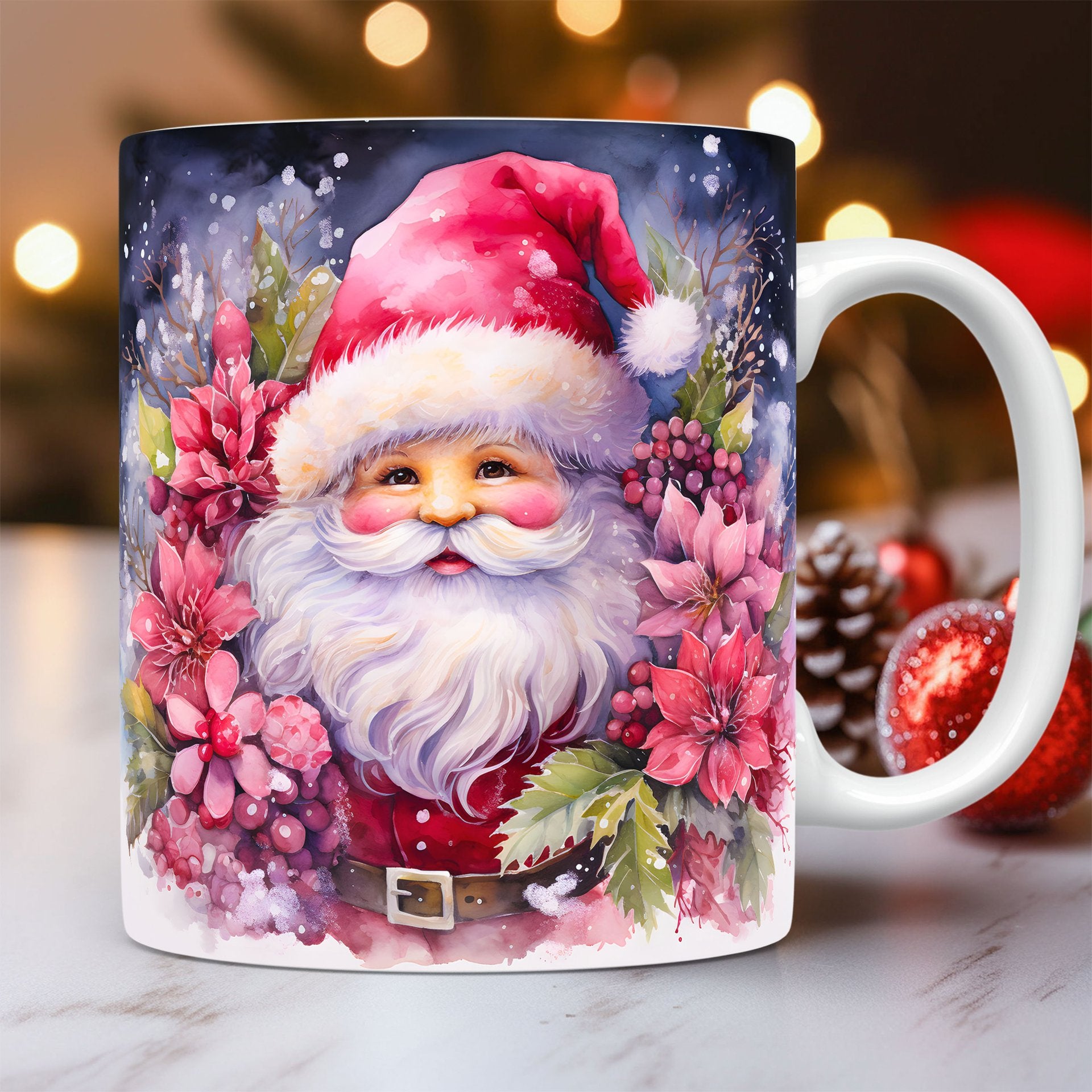 Santa Christmas Ceramic Mug — Watercolour Santa